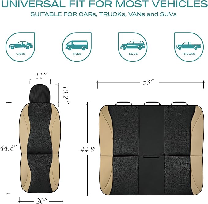 Skechers Car Seat Covers,Leather Seat Covers with GOGA Mat Technology,Waterproof Car Seat Covers Front Seats,Airbag Compatibl