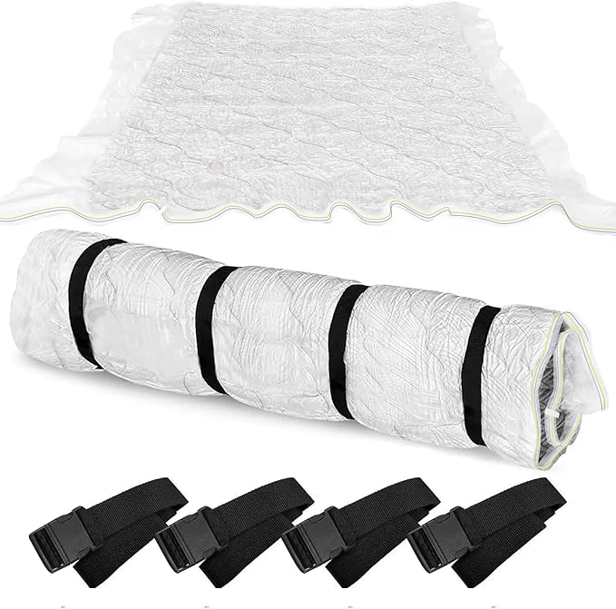 Mattress Vacuum Bag for Queen and Full Size, 78.7x98.4in Space Saver Mattress Vacuum Seal Bag with 4 Straps Dual-Zip Seal Mat