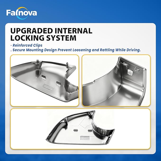 Left Rearview Mirror Cover Bracket, Compatible with Tesla Model 3 2017-2024, Side Mirror Base Cover Replacement Part, Suitable for Tesla Model 3 Accessories（Chrome）