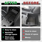 Muslogy Center Console Organizer Compatible with Ford Ranger 2024 2025 2026 & Raptor Accessories Two-Layer Storage Box Insert Tray Secondary Storage Divider Armrest ABS Material Glove Box (Sandstone)
