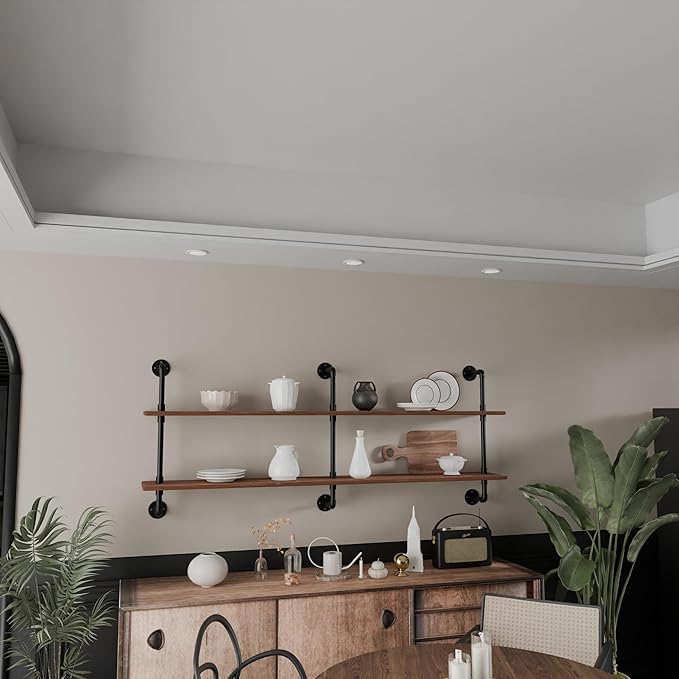 Floating Shelves Wall Bookshelf Industrial Pipe Shelving Shelves Real Wood Planks 70 inch Rustic Wall Shelves Hanging Bookshe