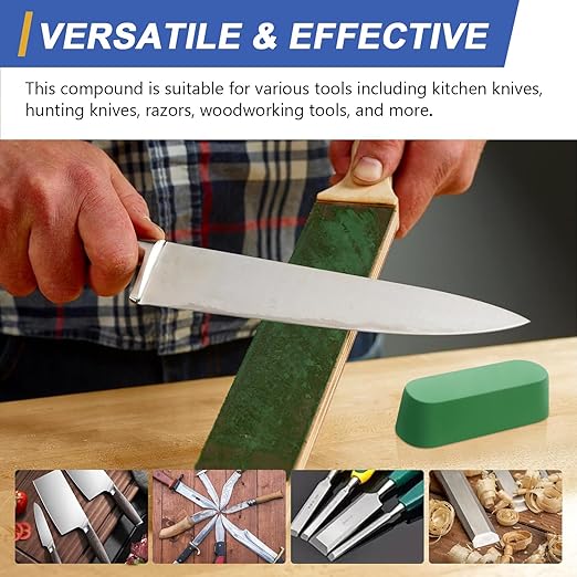 SCOTTCHEN Stropping Compound, 7.4 Oz. Fine Green Buffing Polishing Compound, Leather Strop Compound, Honing Compound for Knife Polishing-3Pack