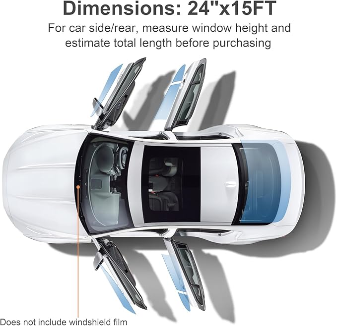 Window Tint Film for Cars Privacy Protection Automotive Film 70% VLT Nano Ceramic Car Winodw Tint Front Windshield Heat Glare UV IR Rays Block Scratch Resistance 24" x15ft