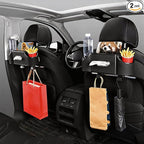 Back Seat Car Organizer,4 in 1 Multifunctional Car Back Seat Storage Box with Drink Cup Holder Tissue Box, for Hold Phone,Snacks, Drinks, Handbag-Black-2Packs