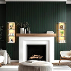 4-Tier Wall Shelf Unit with LED Lights, Floating Lack Shelf for Home Decor, Wall Mounted Vertical Display Shelf for Bedroom L
