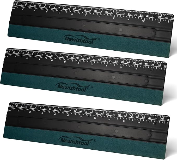 NEWISHTOOL 11.8" Felt Squeegee for Vinyl, 29.8cm Big Size Ruler Squeegee for Wallpaper Smoothing, Sign Making, Car Vinyl Wraps, Window Tint Film Application, Graphic Decals Squeegee Tool - Pack of 3