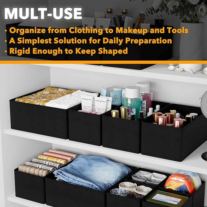 SpaceAid Drawer Organizer for Clothes, 18 Pack Dresser Drawer Organizer Bins, Closet Organizers and Storage Dividers for Clot
