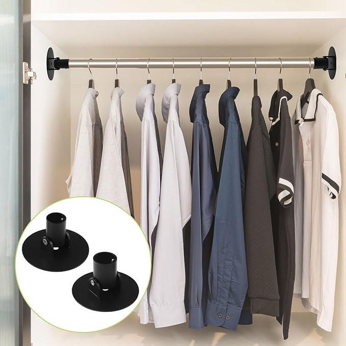 Adjustable Shower Curtain Rod Bracket, 2Pcs Different Sizes Titanium Steel Single Swivel Flange Heavy Duty Closet Rod Holder 