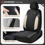 Coverado Automotive Seat Covers Front Seats, Luxury Car Seat Covers, Auto Seat Covers 2-Pack, Beige Driver Seat Protectors, U