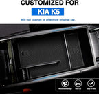 Autorder Center Console Organizer for 2021 2022 2023 2024 2025 2026 Kia K5 GT Line Accessories Armrest Storage Box Secondary Insert Tray with Black Mat