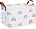 LANGYASHAN Rectangular Storage Bin Collapse Canvas Fabric Cartoon Storage Basket with Handles for Organizing Home Kitchen Boy
