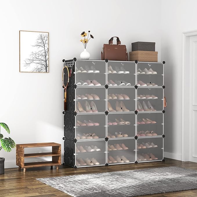 ROJASOP Portable 8-Tier Shoe Cabinet - 48-Pair Shoe Organizer with Expandable, Free Standing, Stackable Space Saving Design a