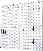 Wall Control Kitchen Pegboard Organizer Pots and Pans Storage Rack Organization Kit with White Pegboard and Blue Accessories