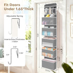 SpaceWhisper Over the Door Organizer, 6 Large Pocket Hanging Storage Organizer with 40lb Capacity, Space Saving for Nursery, 