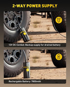 AUXITO AS1 PRO Tire Inflator Portable Air Compressor - 150PSI Dual Cylinder 7800 mAh & 12V DC, Bike Pump Air Pump for SUV, Truck, Bike, Motorcycle with Digital Tire Pressure Gauge, Car Gifts for Men