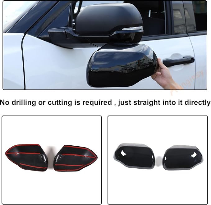 Car Door Rear View Mirror Cap Trim Cover Compatible with Toyota Tundra/Sequoia 2022-2025 Outside Side Rearview Mirror Protector Decoration ABS Accessories, Only Fit With Turn Signal Lights Version
