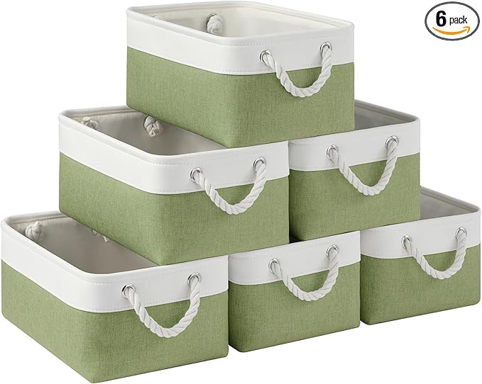 Storage Baskets for Shelves 13.8x9.8x6.7 Inch, Foldable Fabric Storage Bins with Handles, Small Storage Baskets for Organizin