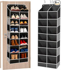 8-Layer Over The Door Shoe Organizer with 16 Compartments, Pockets Heavy-Duty Non-Woven Fabric Hanging Shoes Storage Rack,Han