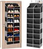 8-Layer Over The Door Shoe Organizer with 16 Compartments, Pockets Heavy-Duty Non-Woven Fabric Hanging Shoes Storage Rack,Han
