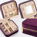 ZPROW Plush Velvet Travel Jewelry Case, Travel Jewelry Organizer, Jewelry Travel Case, Travel Jewelry Box, Small Jewelry Case