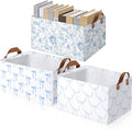 Boao 3 Pcs Blue Bow Storage Bin Collapsible Large Storage Baskets for Gifts Empty Candy Holiday Decor Canvas Laundry Basket F