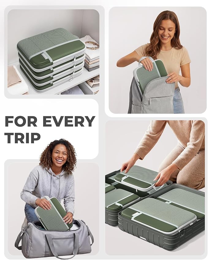Percover Compression Packing Cubes 4-Piece Set, Packing Cubes Compression for Travel with Label Pockets, Travel Organizer for