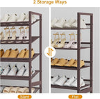 Large Shoe Rack 8 Tier Shoe Organizer, Heavy Duty Metal 4-Tier Stackable Shoe Storage Vertical Shoe Rack for Closet Front Doo