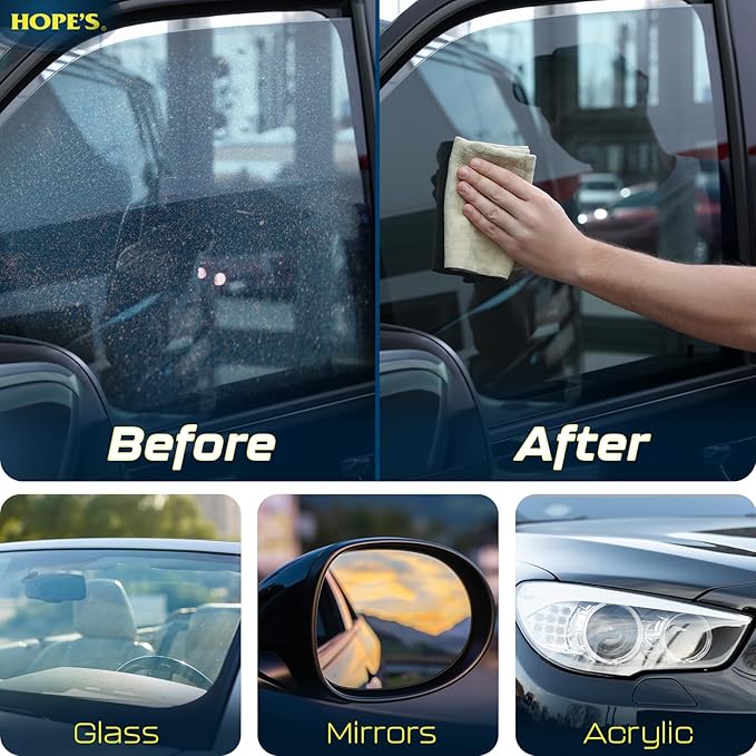 HOPE'S Perfect Glass Automotive Glass Cleaner - Streak-Free, Tint Safe Car Cleaner for Glass, Acrylic, Windows, Mirrors, Wind