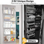 Over the Door Organizer 5 Tiers,Extra Large Behind Door Storage of 10 Compartments,50 lbs Weight Capacity Over the Door Stora