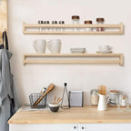 Fun Memories Nursery Book Shelves - Rustic Natural Solid Wood Floating Bookshelf for Kids - Wall Book Shelves for Kids Room (