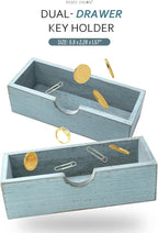 Rebee Vision Decorative Key Holder Wall Mount with 2 Drawer Organizer - Modern Mail Organizer with 6 Key Hooks & Shelf - Home
