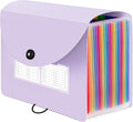 Sooez 24 Pockets Expanding File Folder with Blank Labels, According File Organizer with Expandable Cover, Desktop Accordion F