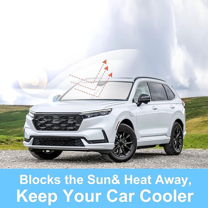 Front Windshield Sun Shade Foldable Car Front Window Sun Shade Windshield Shade Custom Fit for 2023-2025 2026 Honda CRV SUV Block UV Rays Accessories Heat Keep Cooler