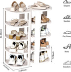 NestOrganix 5 Tier Vertical Shoe Rack, Stackable Narrow Shoe Rack Organizer for Entryway Closet Corner, Free Standing Shoe Ra
