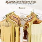 HYSEYY Heavy Duty Clothes Rack, Rolling Clothing Racks With Shelves Load 620 LBS, Double Rod Clothing Racks for Hanging Cloth