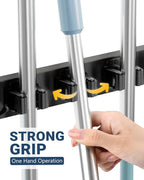 Lorbro Broom Holder Door Mount, Over the Door Broom and Mop Holder with 2 Over Door Hooks, Wood Broom Hanger, Tool Rack Organ