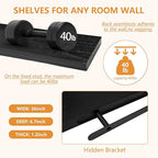 ROGMARS Black Wooden Floating Shelves for Wall 36 Inches Long,Rustic Solid Wood Farmhouse Wall Shelves with Invisible Bracket