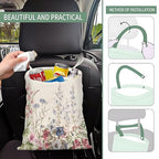 Cute Car Trash Can, Hanging Canvas Car Back Seat Organizer and Storage Bag, Funny Car Trash Bag For Travelling, Outdoor Cute Watercolor Floral