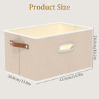 Yawinhe Fabric Storage Bins with Handles, Foldable Baskets for Shelves, Cubes with 3 Handles, Large Boxes for Clothes, Beige,