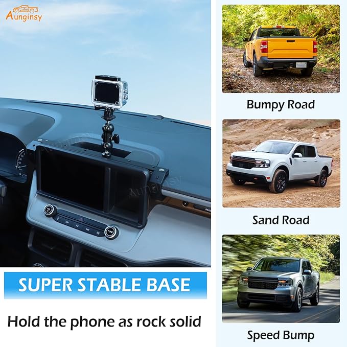 Aunginsy Dash Cam Mount Holder Compatible with Ford Maverick 2022-2024, Dashboard 8-inch Navigation Screen Upper Panel Fixed Clip Car Cameras Bracket for Go pro/Action Camera Video Record Accessories