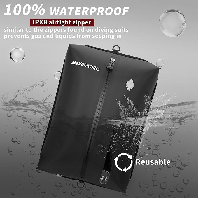 Vacuum Bag for Travel, Professional IPX8 Waterproof Reusable Vacuum Compression Bags for Travel Suitcases, Durable Space Save