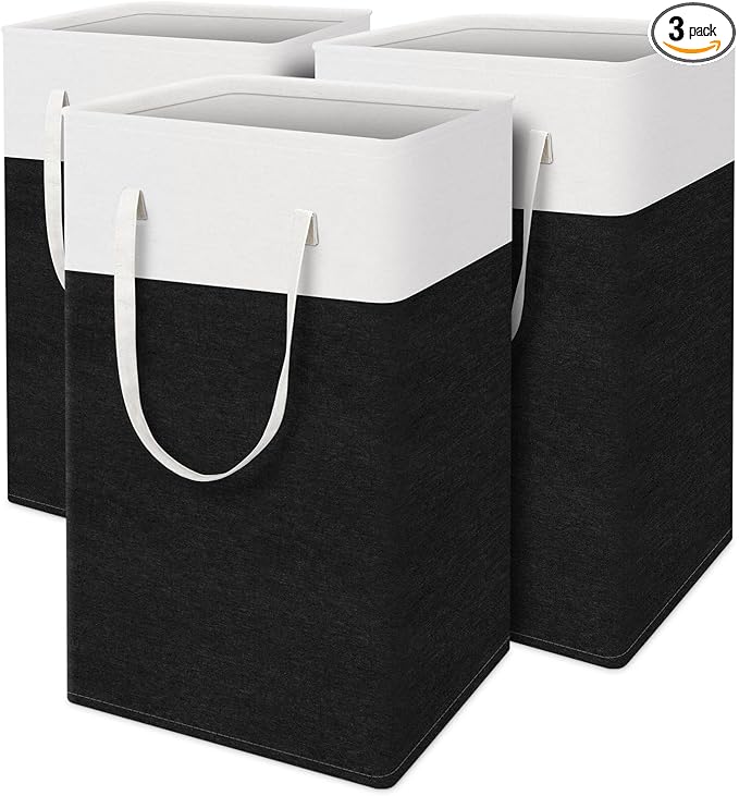 TasticTotes laundry basket 3-Pack, laundry hamper, Hamper with handles, collapsible laundry baskets, Waterproof dirty clothes