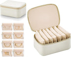 VLANDO Travel Jewelry Box Organizer – Portable PU Leather Jewelry Case with 6/8/12 Zippered Pouches, Compact Storage for Earr