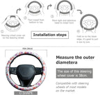 Colorful Flowers Steering Wheel Cover Auto Jacquard Steering Wheel Protector, Anti-Slip, Breathable, Absorbing Sweat, Universal Car Accessories 14.5–15 inch,Fit for Most Car, Trucks, SUV