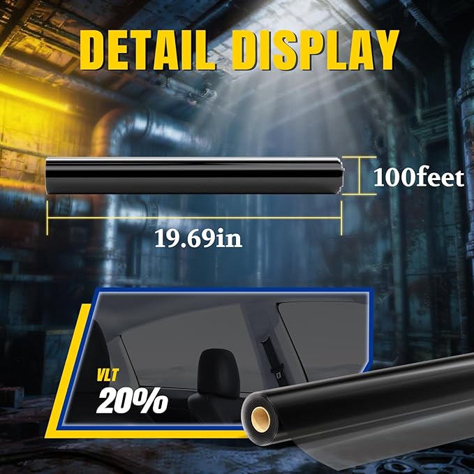 ARANA 20% VLT 20" × 100FT Ceramic Car Window Tint Film, Heat Resistant & 99% UV Blocking Privacy Protection