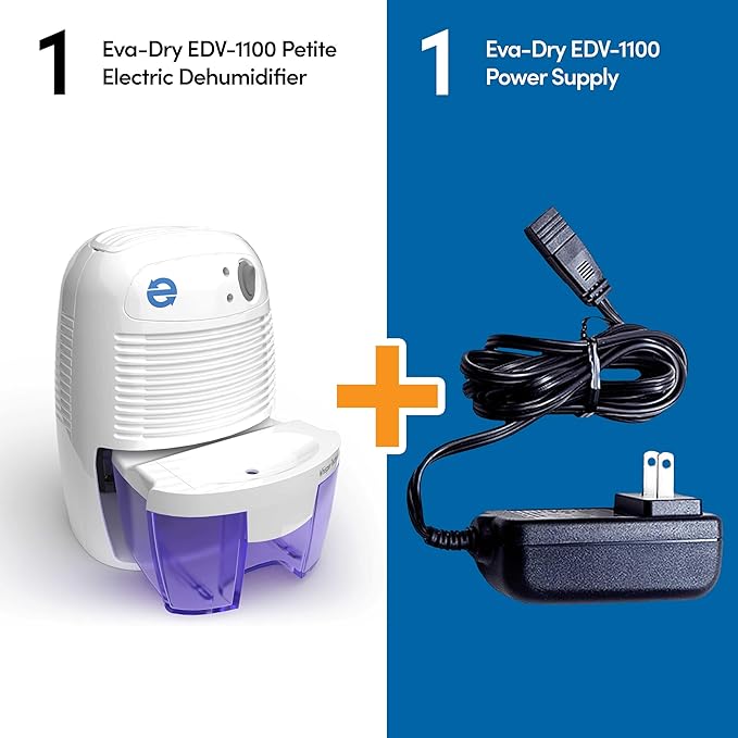 Eva-Dry EDV-1100 Whisper-quiet 16 OZ Dehumidifier with Auto Shut Off and Restart for small spaces in your Home, RV,