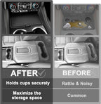 Muslogy Front Center Console Organizer & Cup Holder Inserts Compatible with 2021-2024 GMC Yukon Chevy Tahoe Suburban Accessories Front & Rear Silicone Drink Holder 2PCS & Middle Console Removable Lid