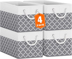 Fab totes Storage Bins [4-Pack], Foldable Storage Baskets for Organizing Toys, Books, Shelves, Closet, Large Storage Box with