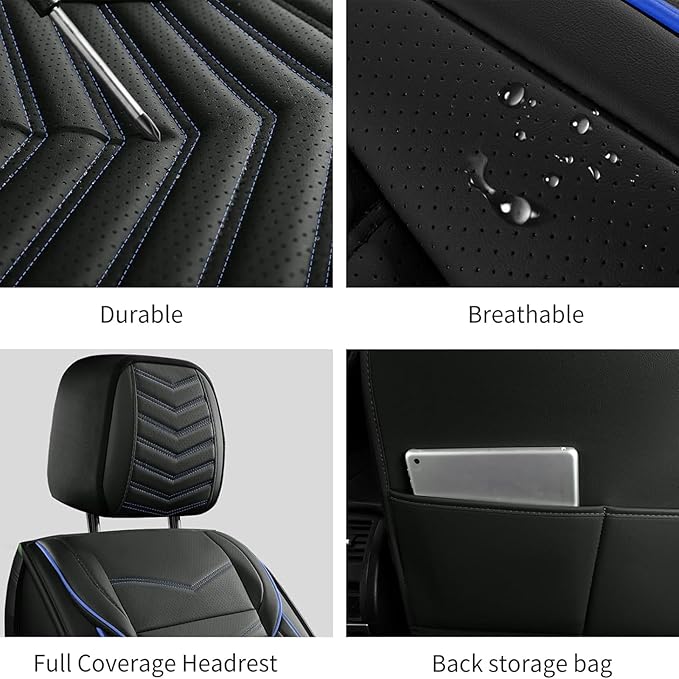 Car Seat Covers, Breathable and Waterproof Leather Seat Covers for Cars, Universal Anti-Slip Driver Seat Cover for Most SUV P