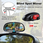 LivTee Blind Spot Mirror, HD Glass Frameless Convex Rear View Mirrors Exterior Accessories with Wide Angle Adjustable Stick for Car SUV and Trucks, Black